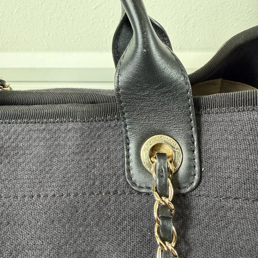 CHANEL Black Canvas Small Deauville Tote - Picture 3 of 6